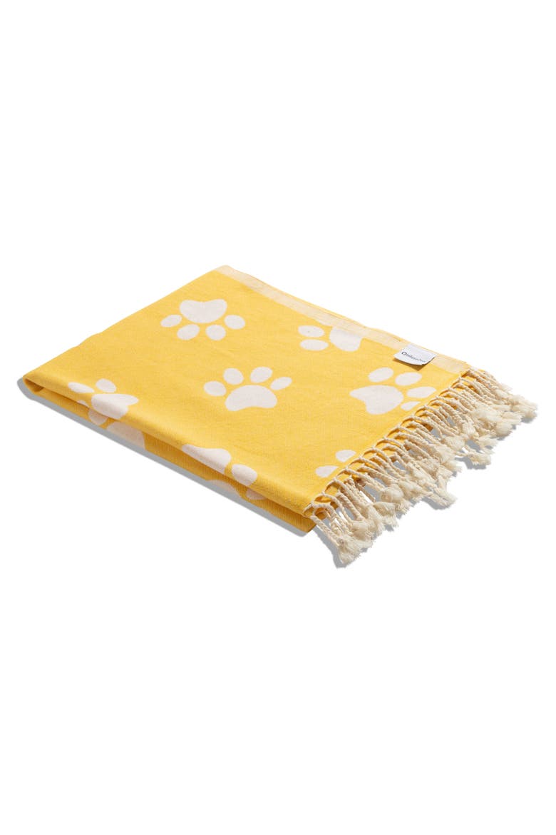 Paw Print Organic Cotton Turkish Towel, Alternate, color, Yellow