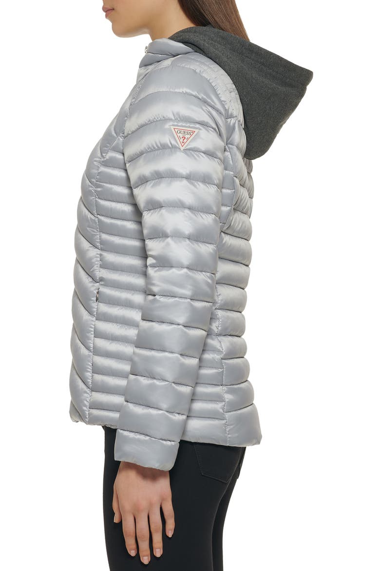 Packable Water Resistant Puffer Jacket, Alternate, color, SILVER