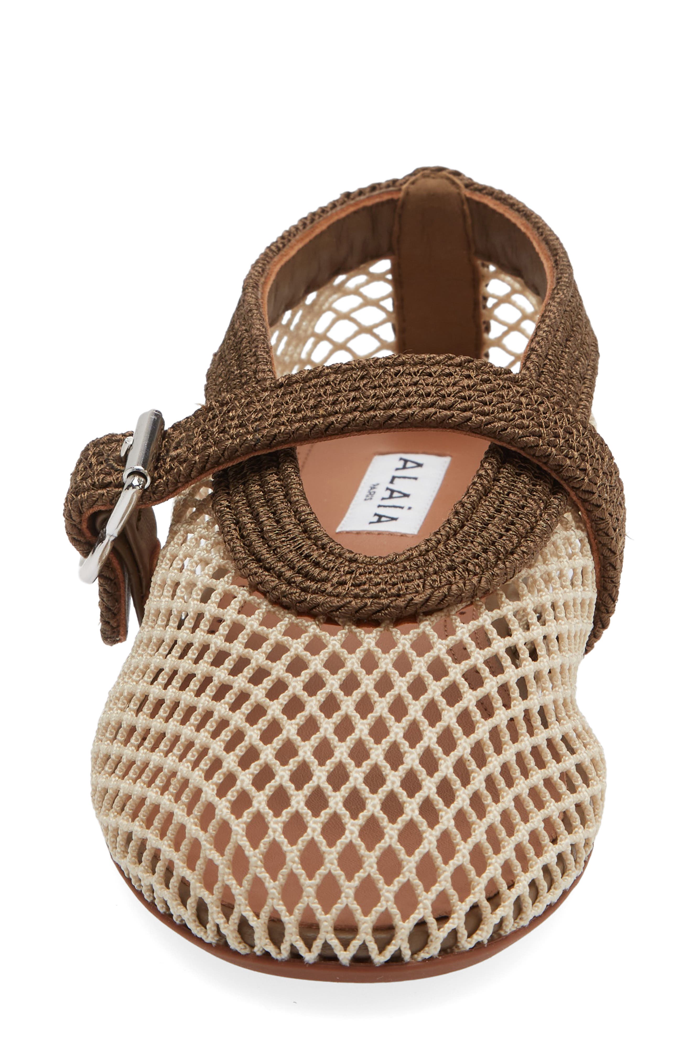 Alaïa Mesh Mary Jane Flat, Alternate, color, Vert Kaki