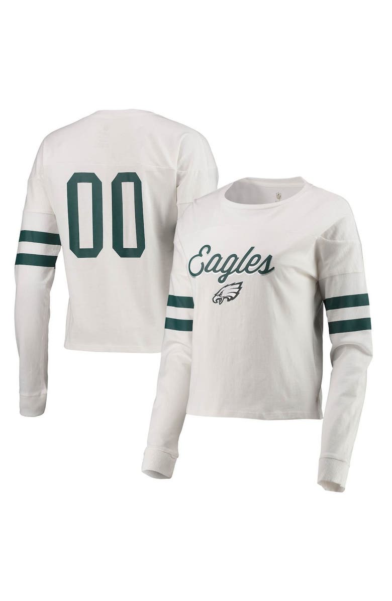 Outerstuff Juniors White Philadelphia Eagles Carli Crop Long Sleeve T-Shirt, Main, color, 