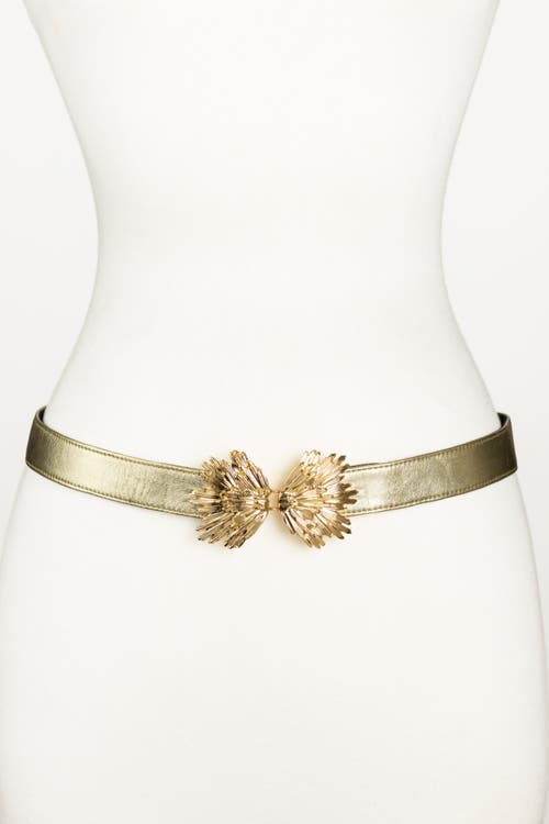Raina Belts Starburst Buckle Leather Belt In Gold