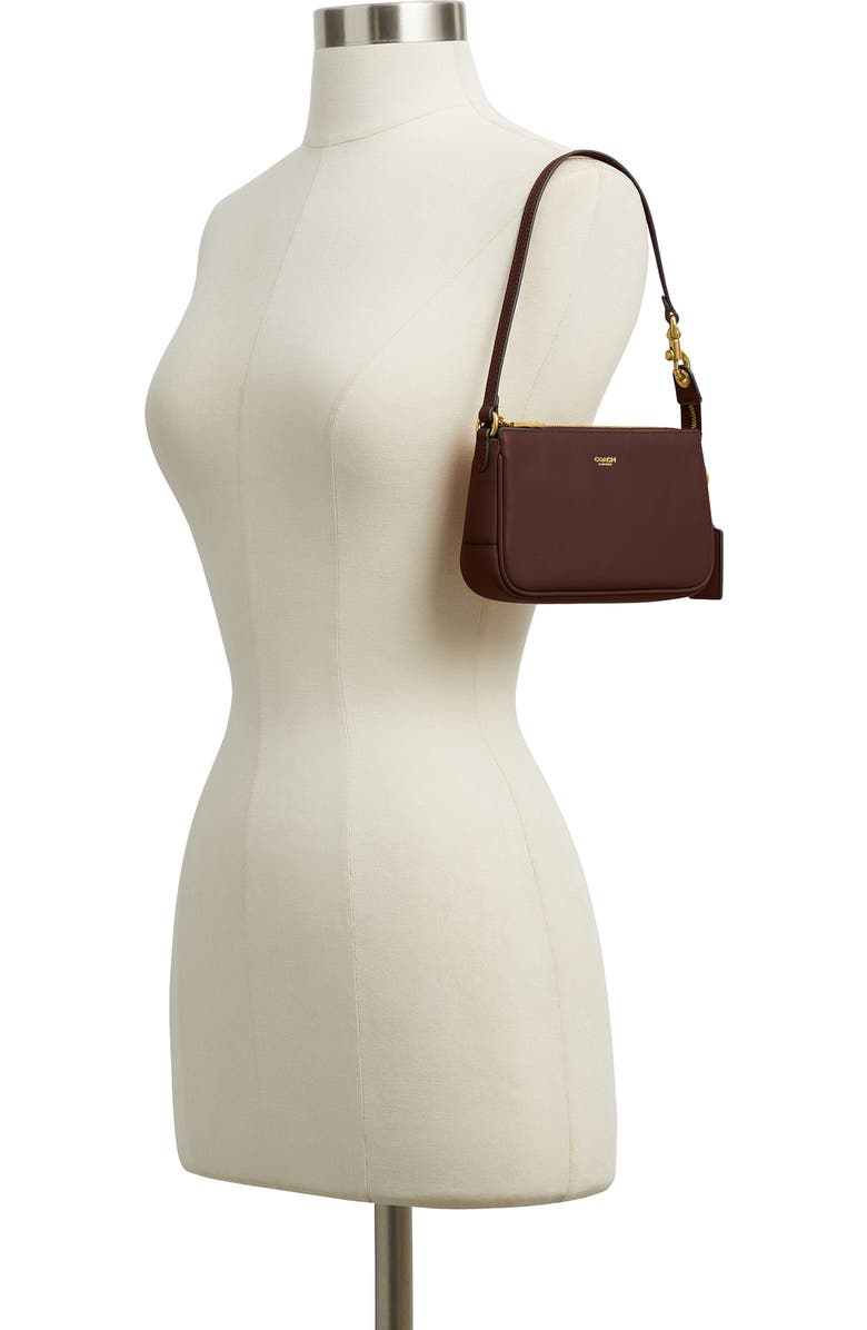 COACH Plaza 18 Natural Grain Leather Shoulder Bag, Alternate, color, B4/Maple