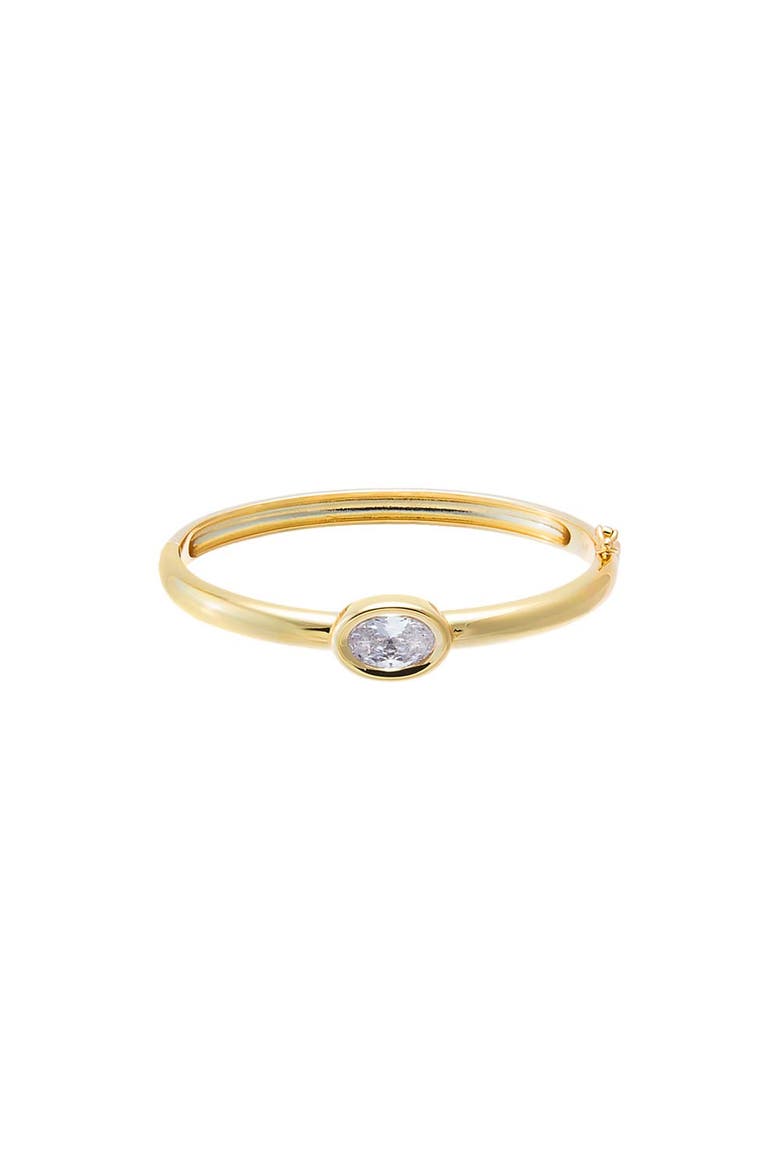 Oval CZ Wide Bezel Bangle Bracelet, Main, color, Gold