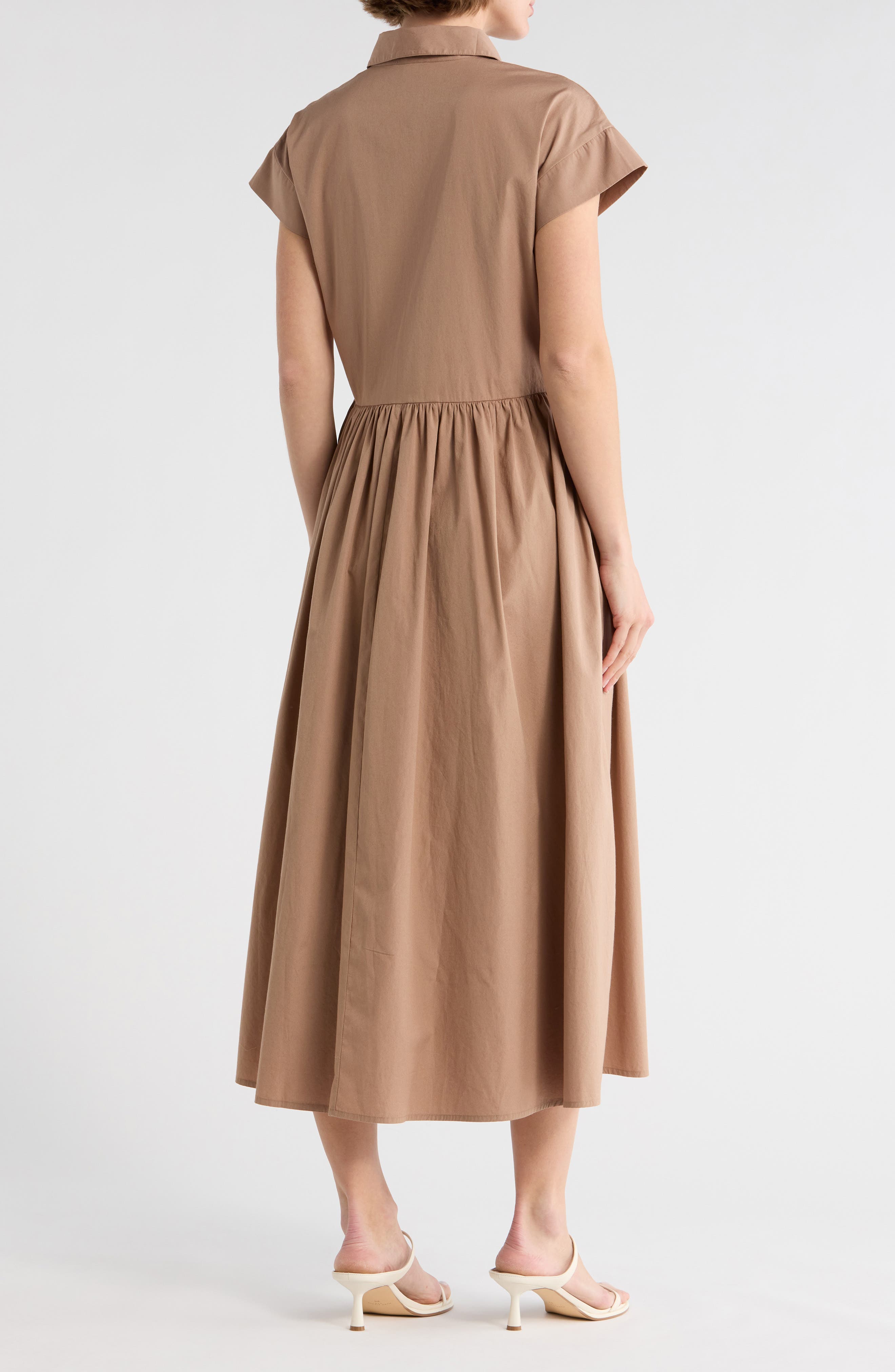 Drop Waist Button Front Cotton Midi Dress - image 4