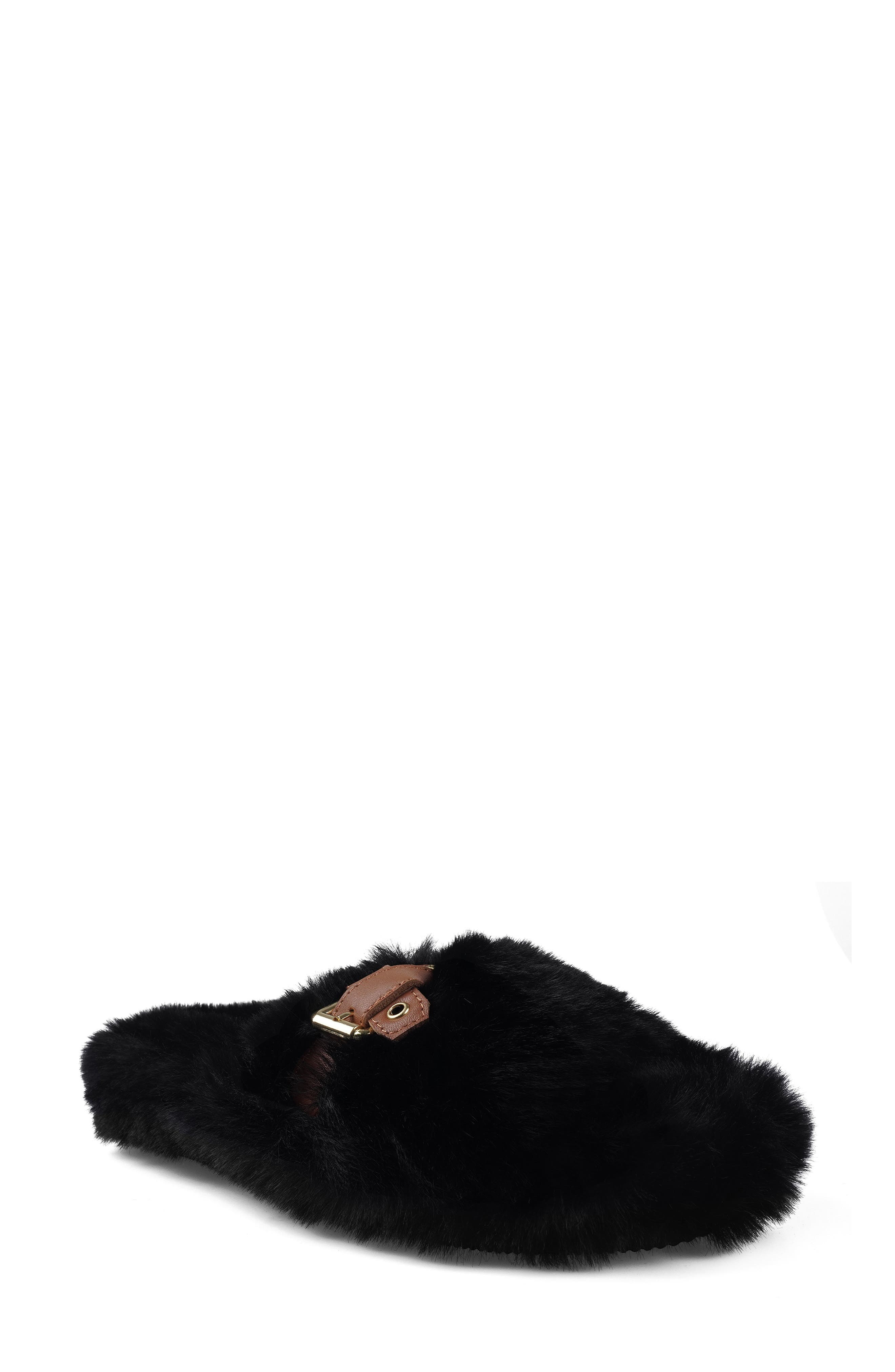 Artisan Crafted By Zigi Zaytina Faux Fur Slide Sandal, Main, color, Blk Faux O