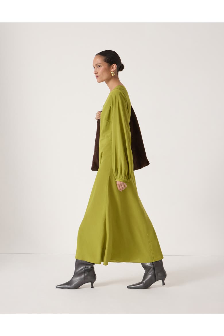 Grace V-Neck Long Sleeve Dress, Alternate, color, Dark Olive Green