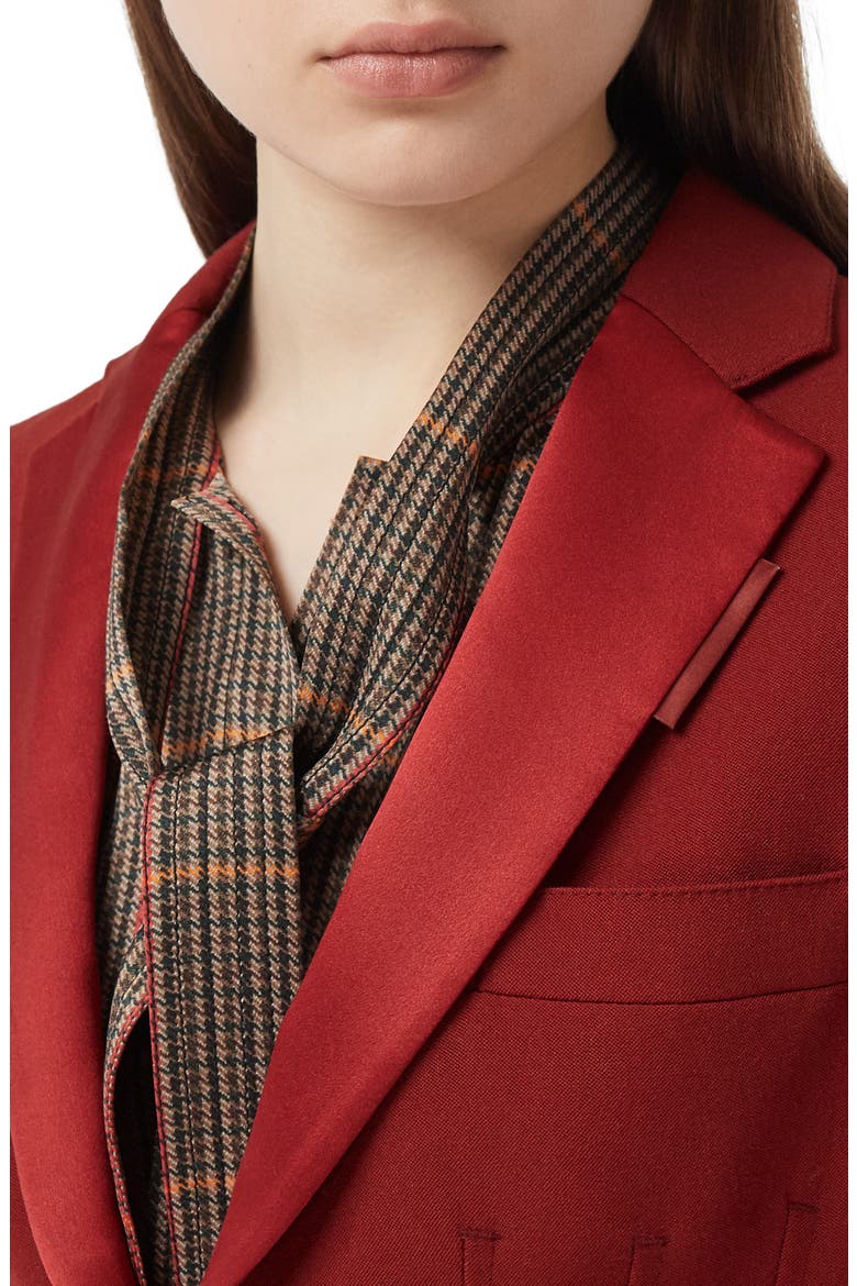 Otelia Satin Trim Wool Tuxedo Jacket, Alternate, color, DARK CARMINE