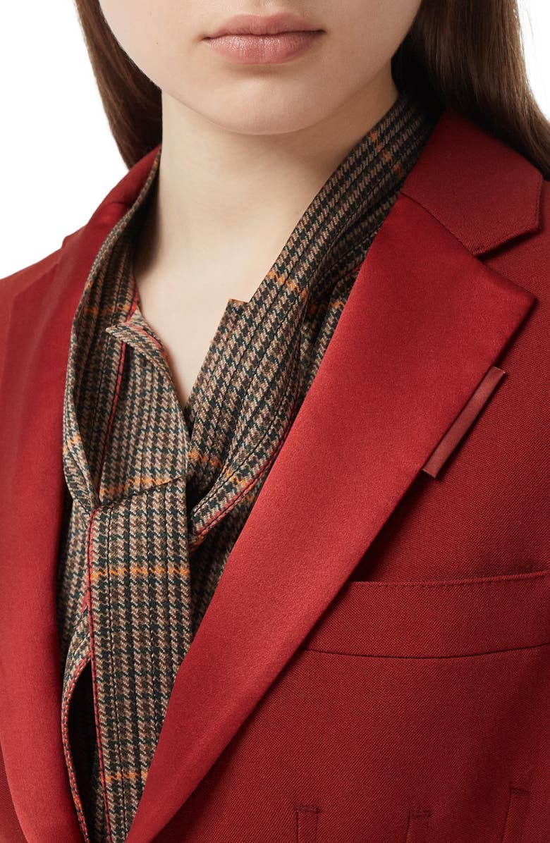 Burberry Otelia Satin Trim Wool Tuxedo Jacket, Alternate, color,