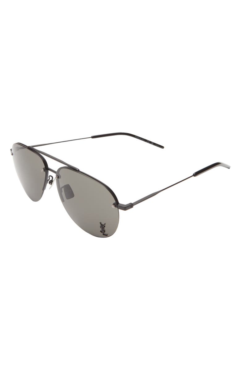 Saint Laurent 61mm Aviator Sunglasses, Alternate, color, Semimatte Black