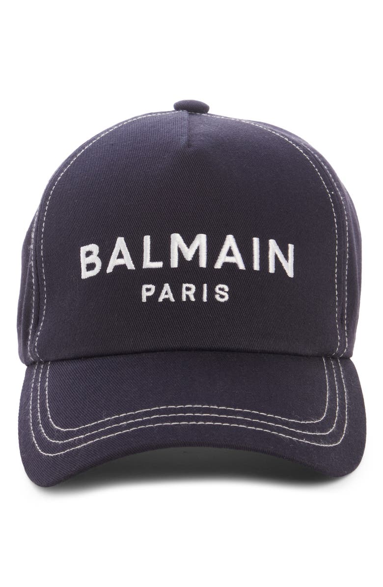 Balmain Embroidered Logo Cotton Twill Baseball Cap, Alternate, color,