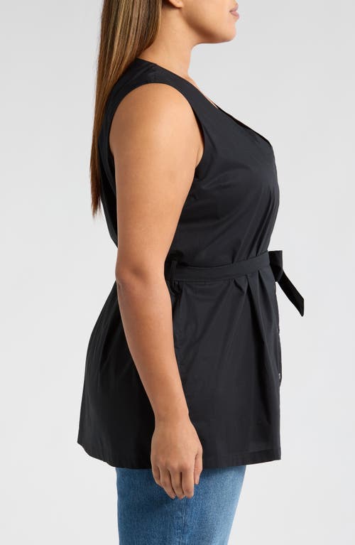 HARSHMAN HARSHMAN REYA TIE WAIST SLEEVELESS POPLIN BUTTON-UP TOP