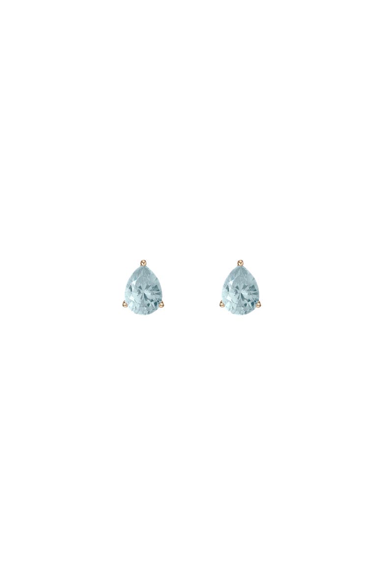 Pear Gemstone Solitaire Stud Earrings, Main, color, Yellow Gold Vermeil/Aquamarine