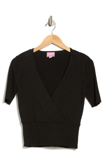 Muse Surplice V-neck Sweater In Black
