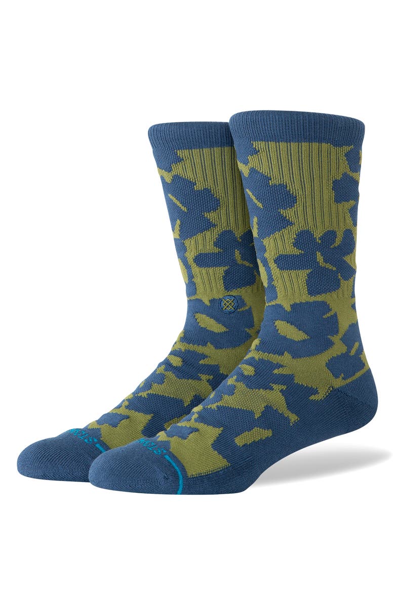 Stance Stomped Combed Cotton Blend Crew Socks, Main, color, Olive