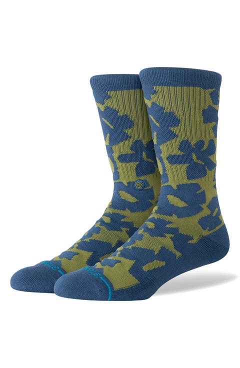 Stomped Combed Cotton Blend Crew Socks