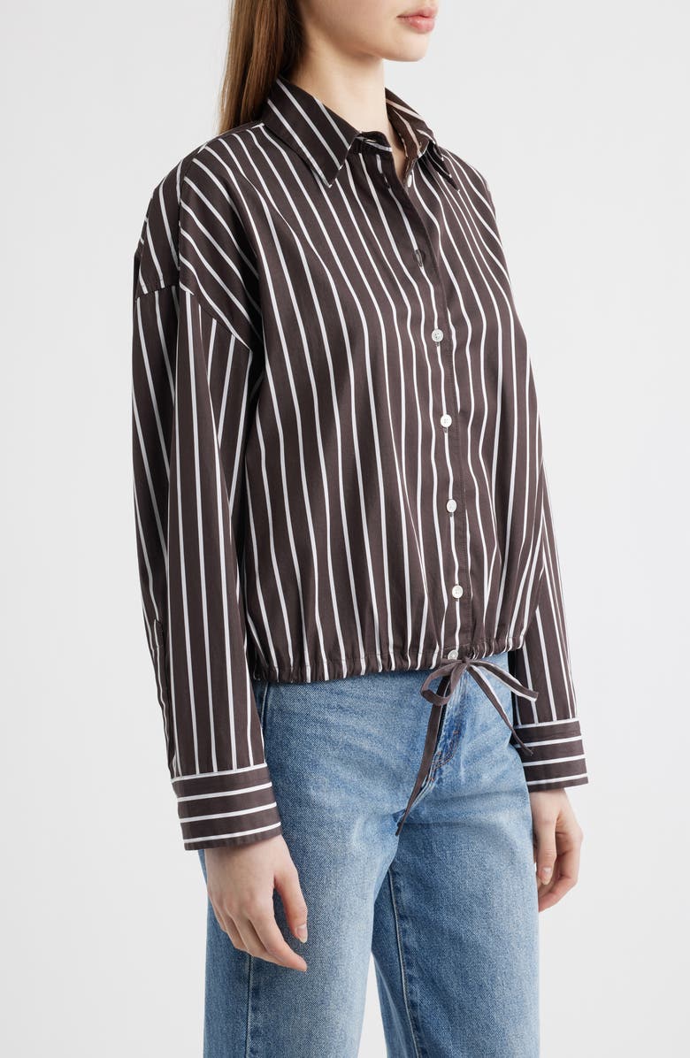 Madewell Drawstring Poplin Button-Up Shirt, Alternate, color, Chocolate Plum