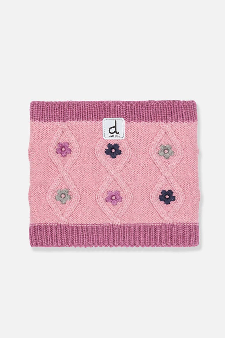 Floral Embroidered Fleece-Lined Knit Neckwarmer, Main, color, Pink and Mauve