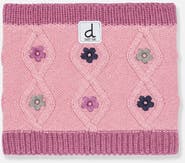 Deux par Deux Floral Embroidered Fleece-Lined Knit Neckwarmer