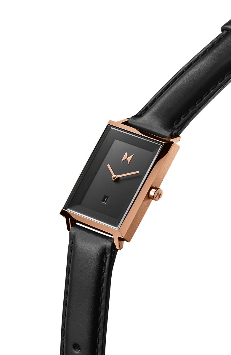 MVMT WATCHES MVMT Signature Square Leather Strap Watch, 24mm, Alternate, color, 