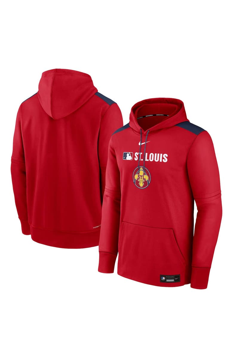 Nike Men's Nike  Red St. Louis Cardinals Authentic Collection City Connect Therma Pullover Hoodie, Alternate, color, Red