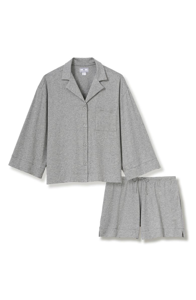 Petite Plume Olivia Featherweight Pima Cotton Short Pajamas, Alternate, color, Grey