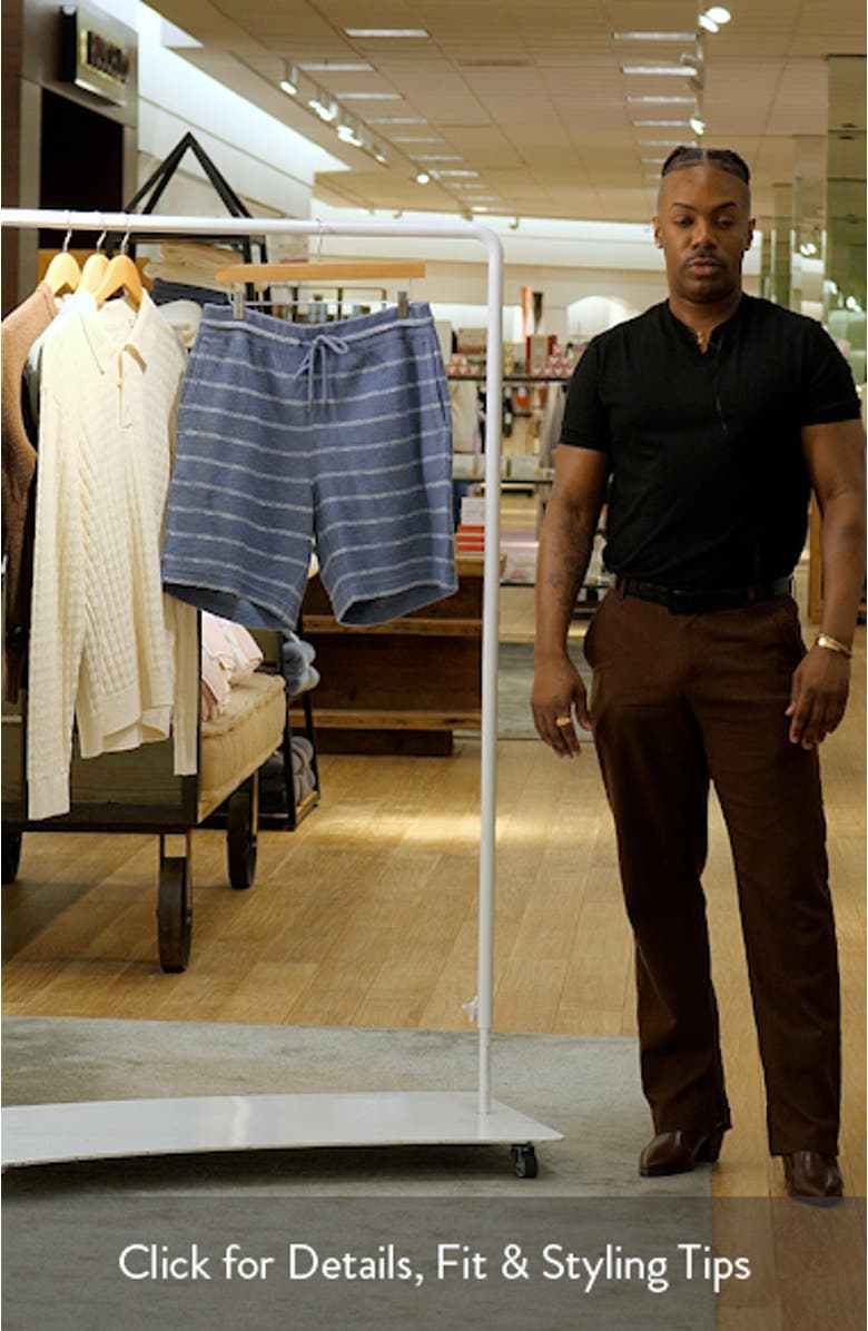 Whitewater Stripe Woven Organic Cotton Drawstring Shorts, sales video thumbnail