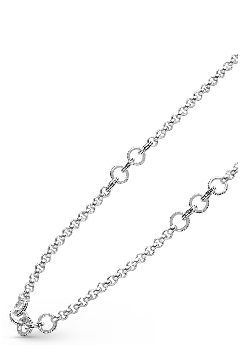 Signature Caviar 5-Ring Station Chain Necklace (Nordstrom Exclusive), Alternate, color, SILVER