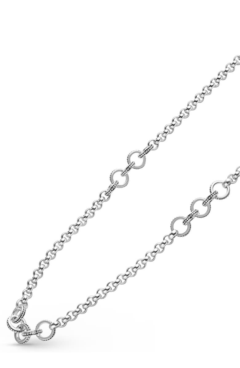 LAGOS Signature Caviar 5-Ring Station Chain Necklace, Alternate, color, Silver