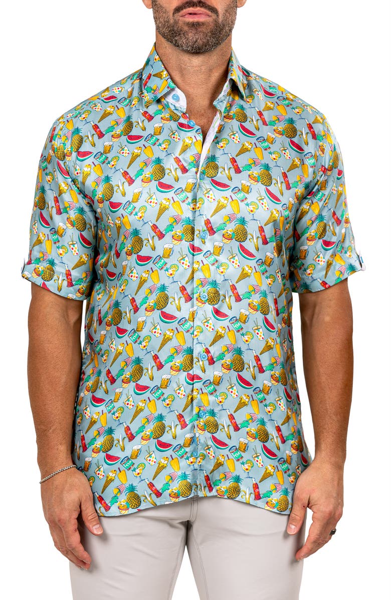 Maceoo Galileo Marthy Short Sleeve Button-Up Shirt, Main, color,