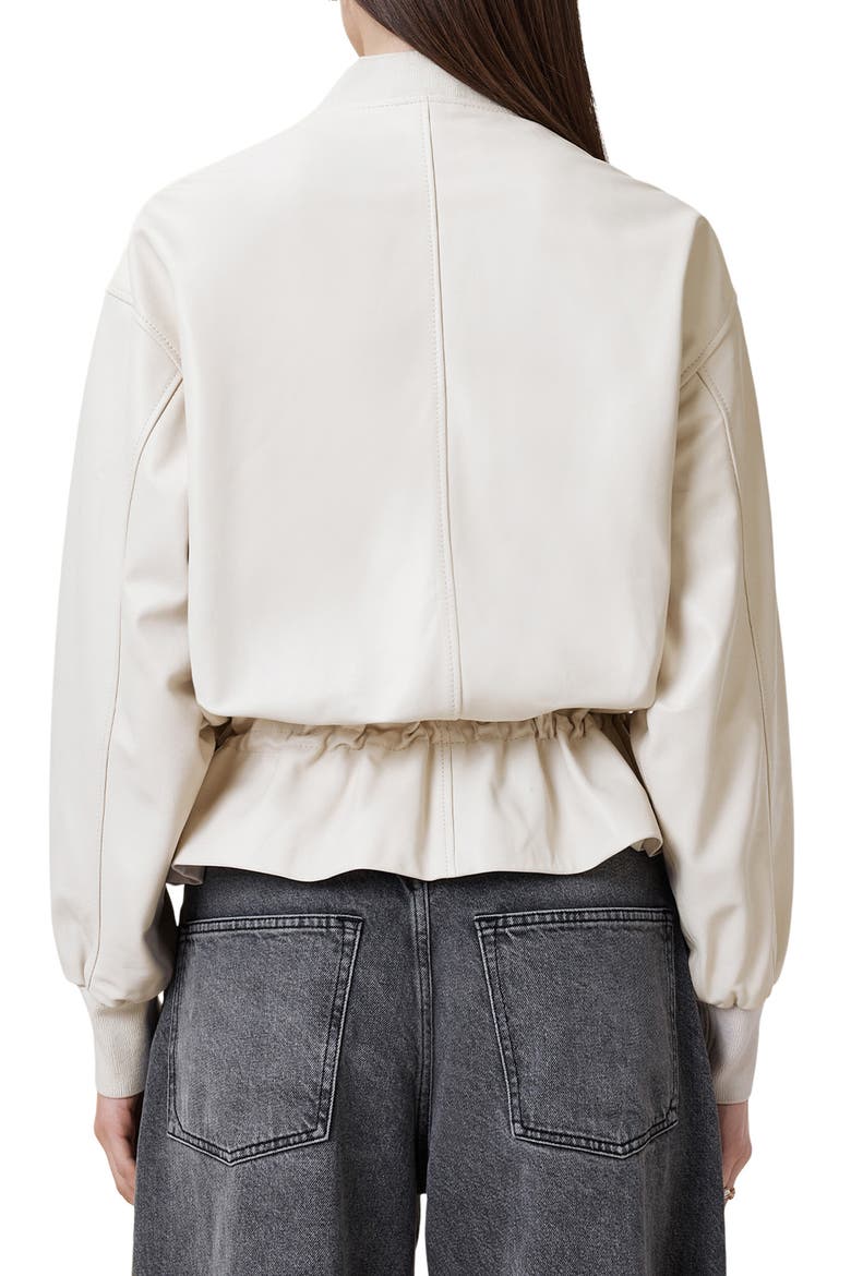 Sofi Leather Bomber Jacket, Alternate, color, OFF WHITE