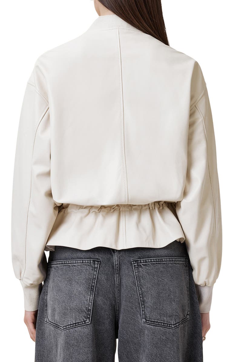 AllSaints Sofi Leather Bomber Jacket, Alternate, color, Off White