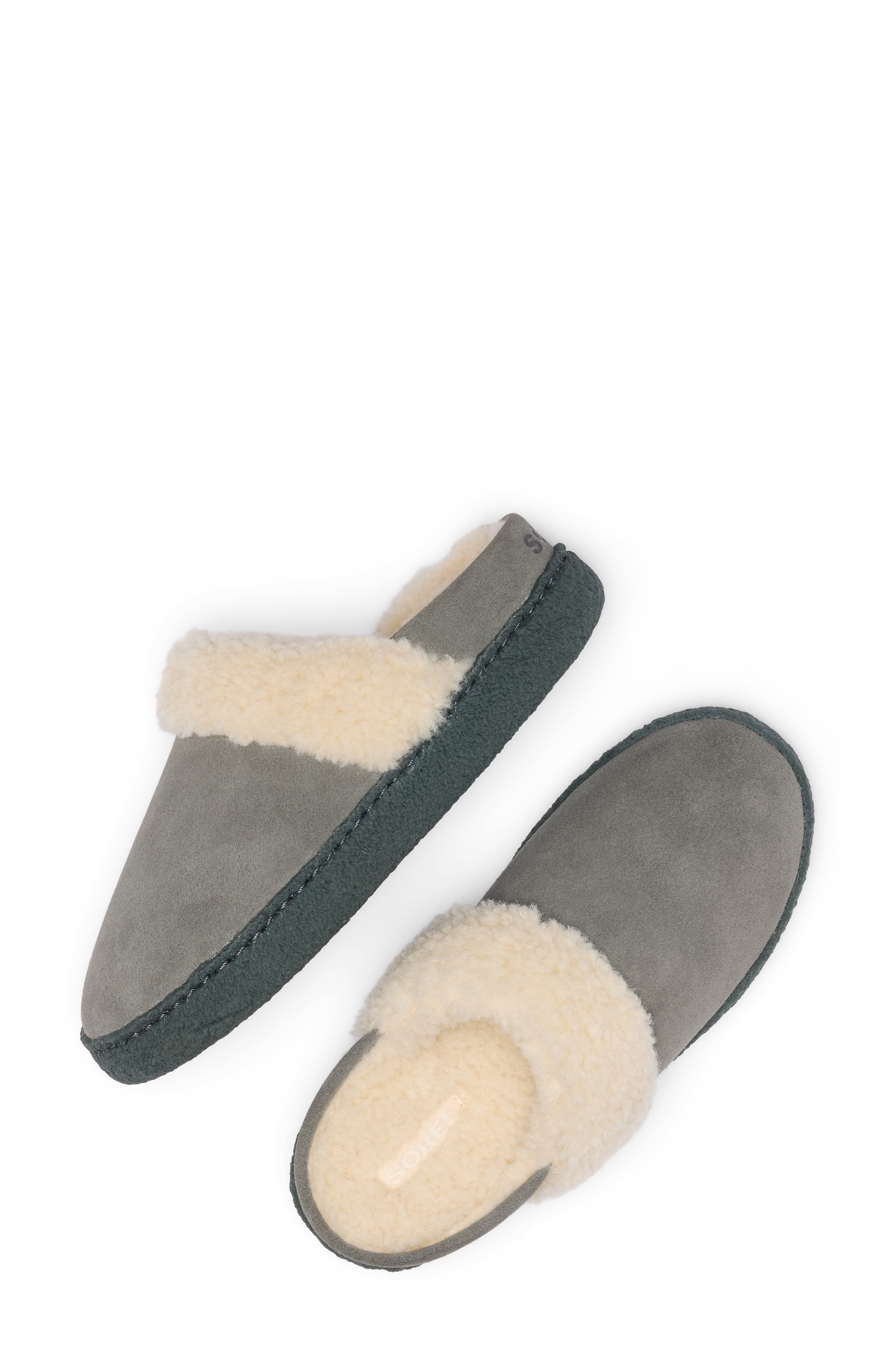 Nakiska III Faux Shearling Lined Slide Slipper, Alternate, color, QUARRY/ GRILL