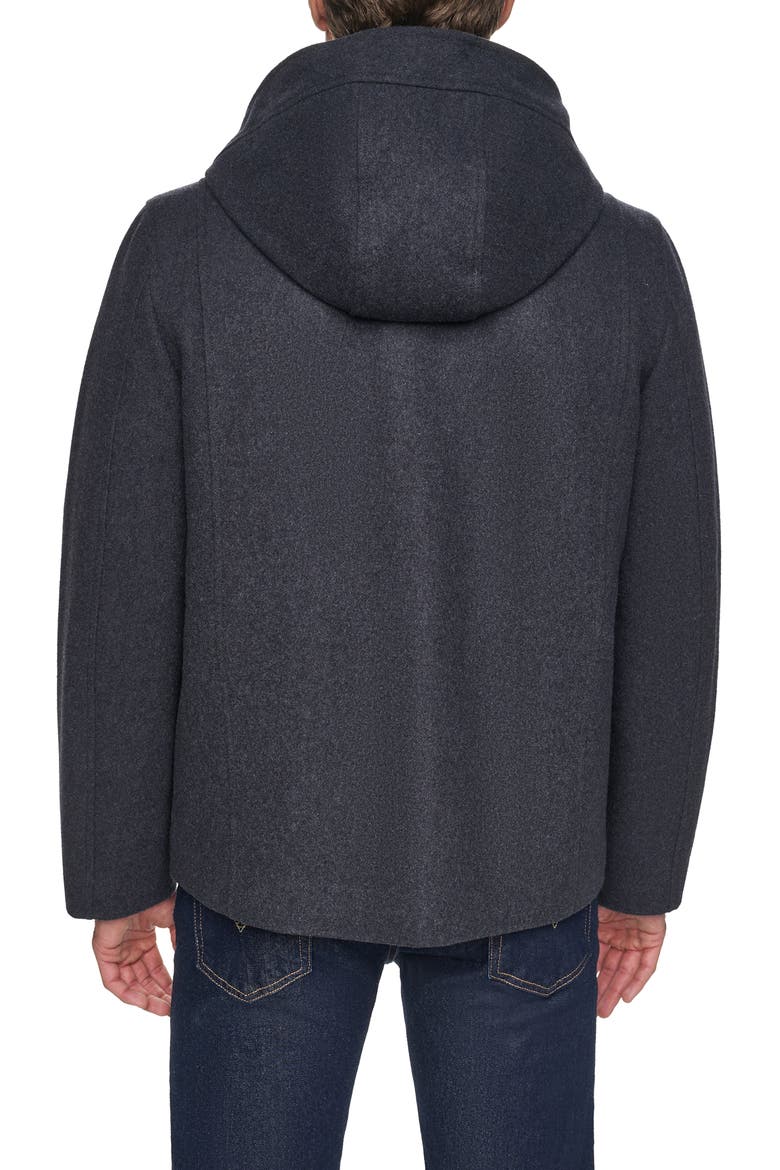 Hooded Wool Blend Field Coat, Alternate, color, CHARCOAL