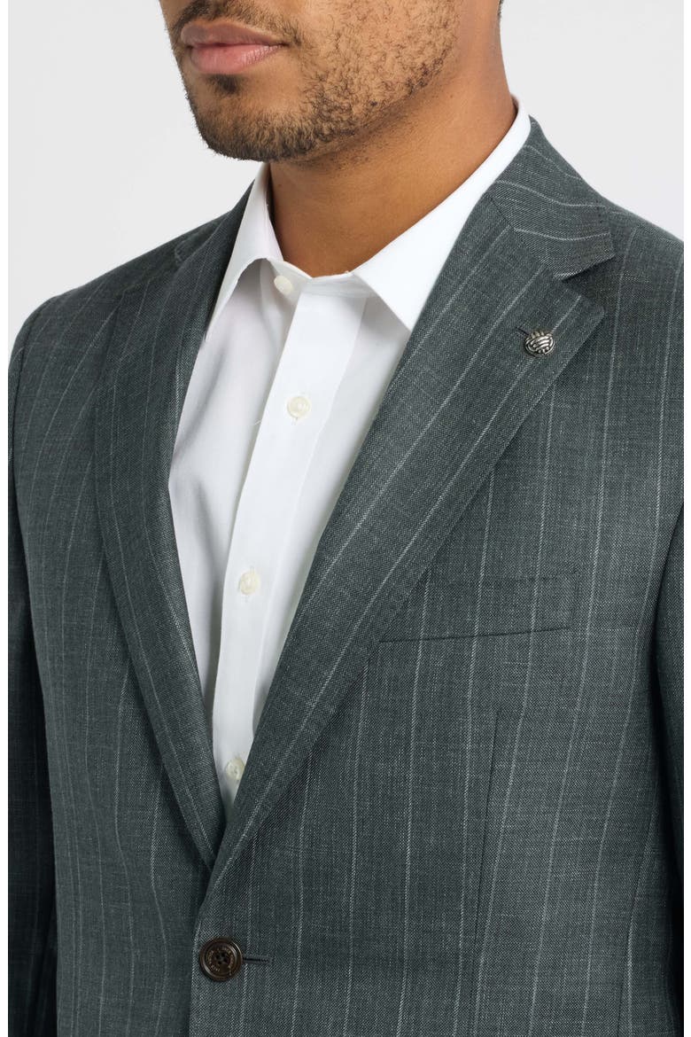 Morton Striped Wool Suit, Alternate, color, OLIVE