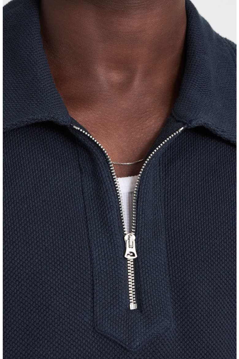 Quarter Zip Pique Polo Shirt, Alternate, color, DARK NAVY