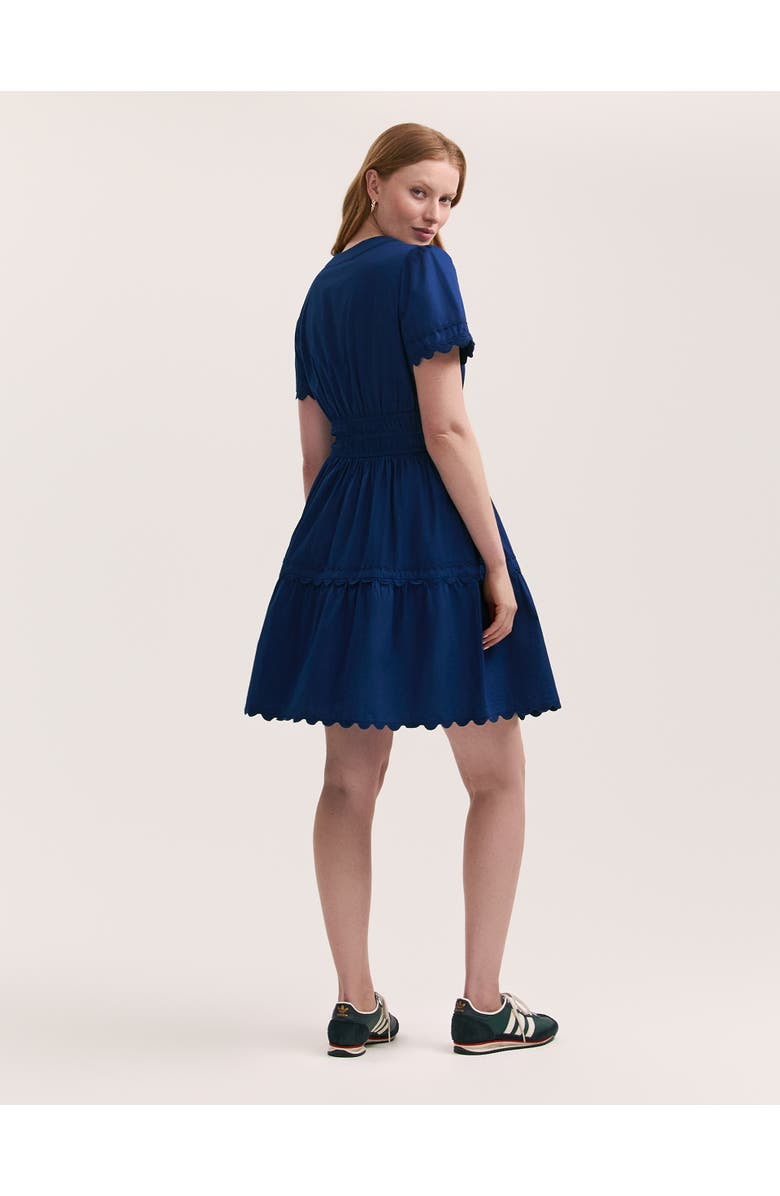 Finery London Reece Ric Rac Trim Cotton Short Dress, Alternate, color, Indigo