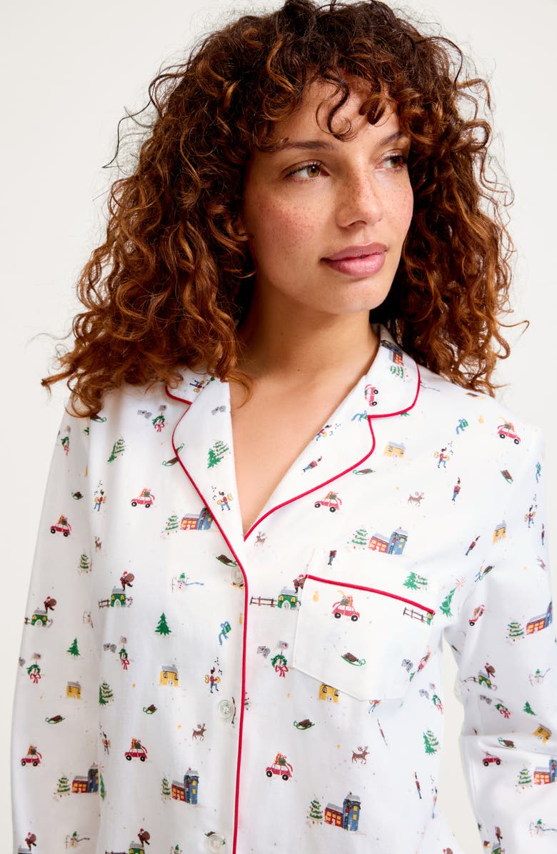 Petite Plume Holiday Print Cotton Twill Pajamas, Alternate, color,