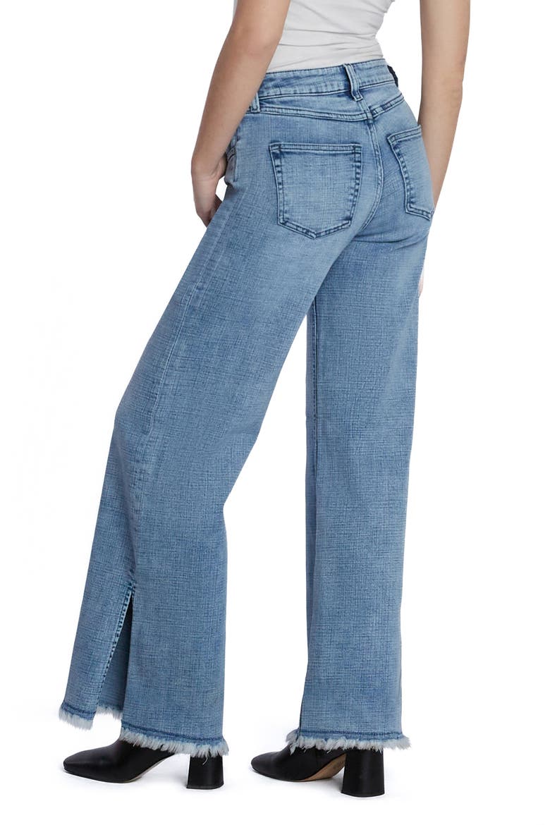 Frayed Split Hem Mid Rise Wide Leg Jeans, Alternate, color, SPLIT BLUE