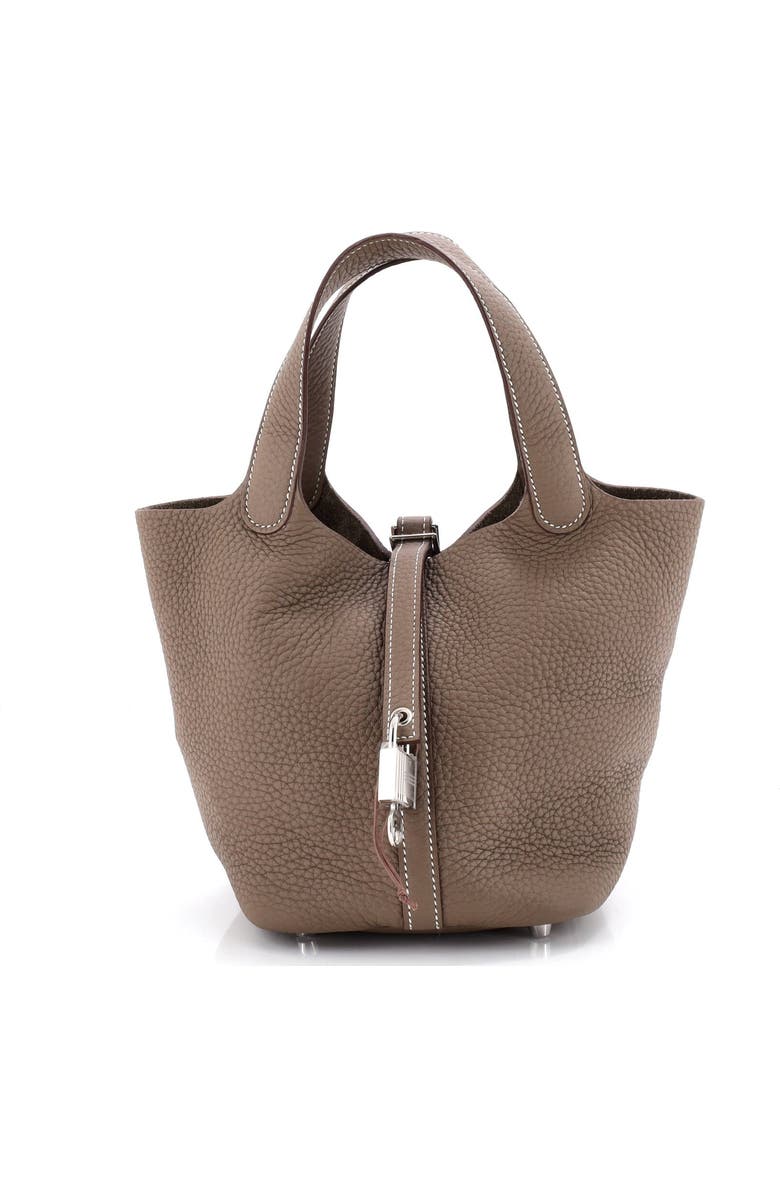 Pre-Owned Hermes Monochrome Picotin Lock Bag Clemence PM, Main, color, Etoupe