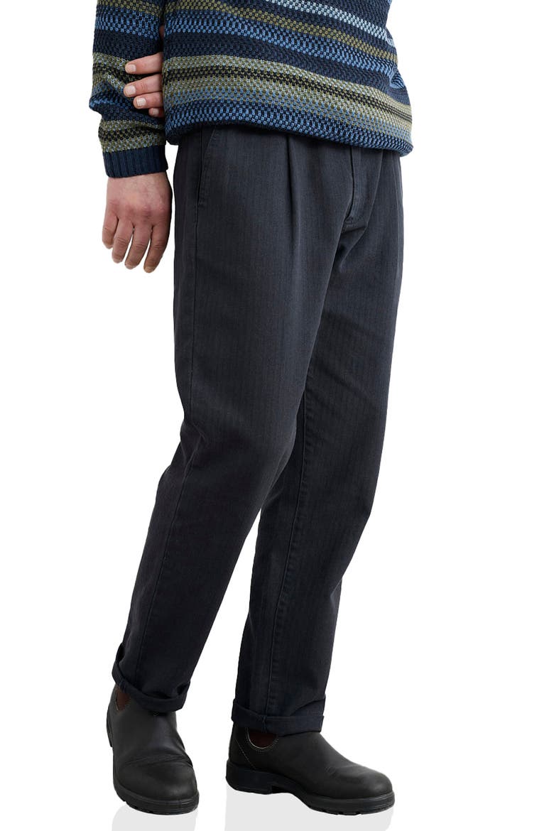 Helmsman Pleated Tapered Linen & Organic Cotton Pants, Main, color, INKWELL