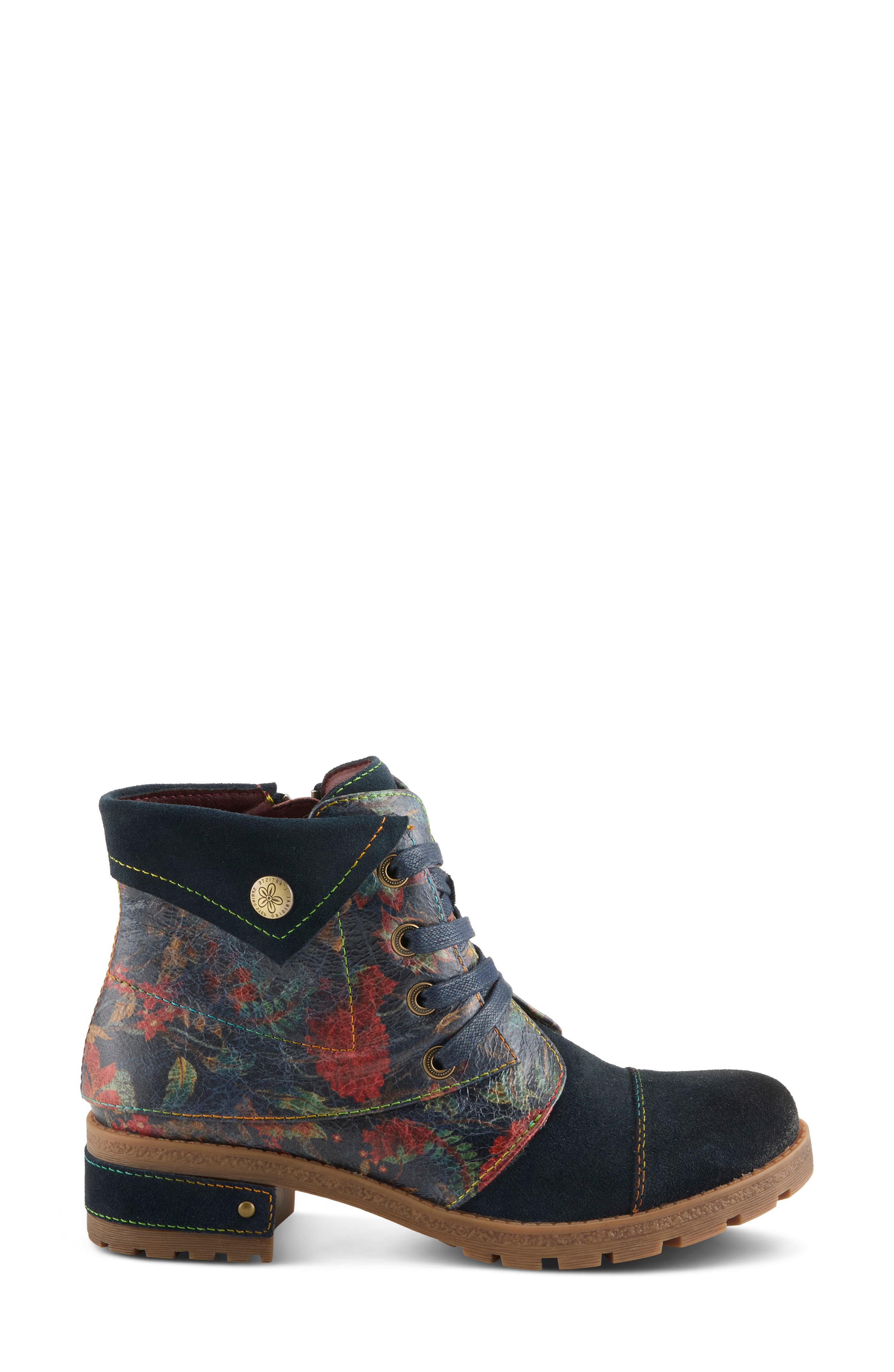 L'Artiste by Spring Step Serna Cap Toe Bootie, Alternate, color, Navy Multi Suede