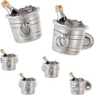 Jan Leslie Champagne Bottle on ice Sterling Cufflinks & Studs
