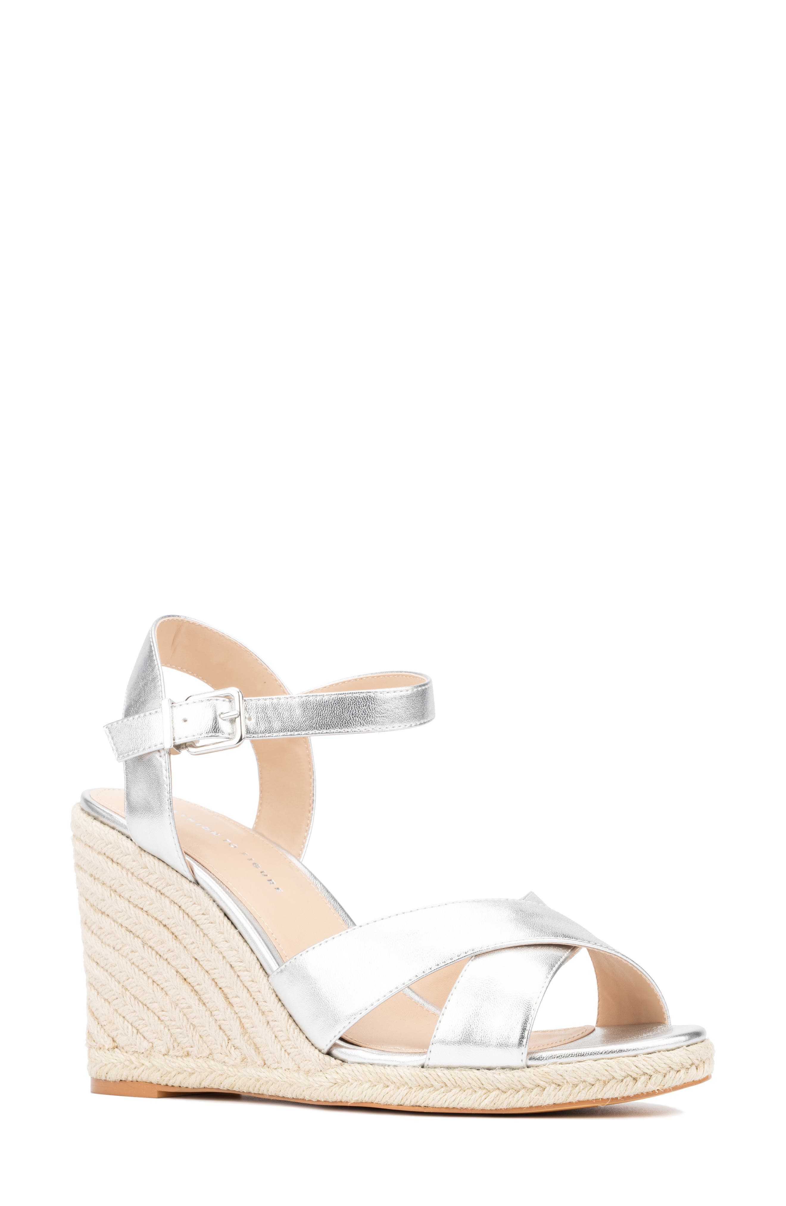 Fashion to Figure Irene Metallic Espadrille Wedge Sandal - Wide Width, Main, color, 