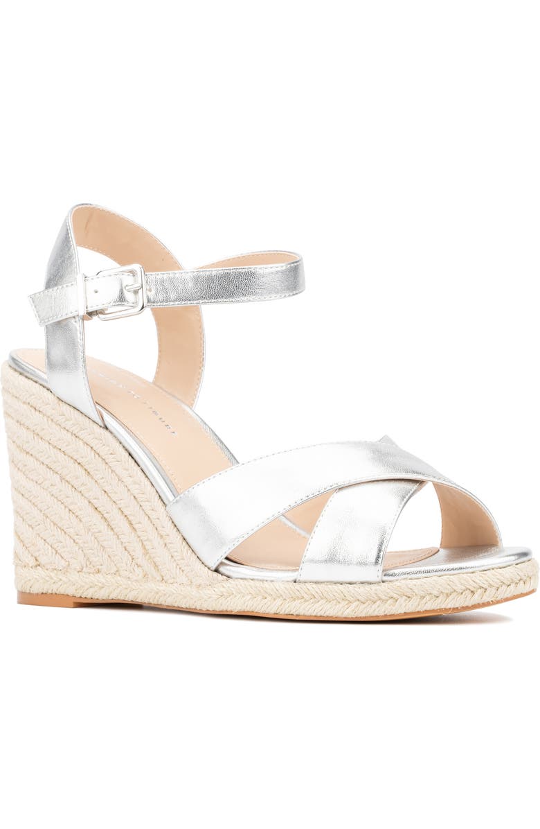 Fashion to Figure Irene Metallic Espadrille Wedge Sandal - Wide Width, Main, color, Silver