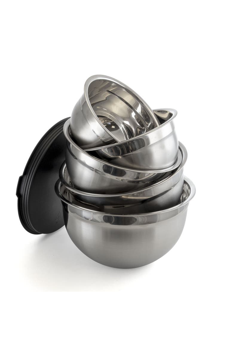 5 Piece Multipurpose Stackable Mixing Bowl Set, Alternate, color, Silver
