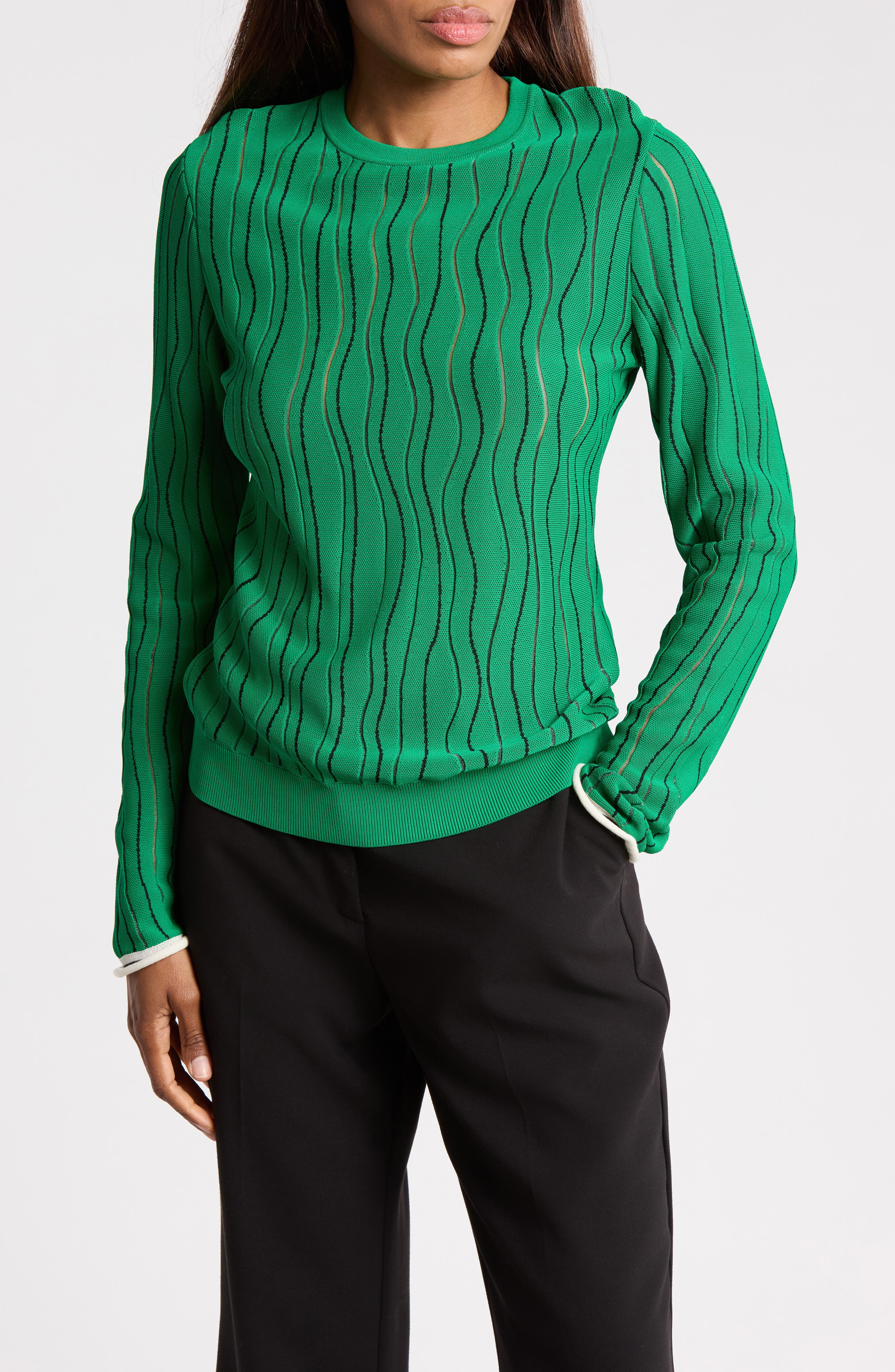 Art Nouveau Jacquard Long Sleeve Top