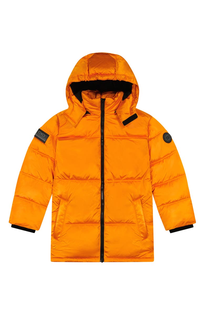 Andy & Evan x SPACEONE Kids' Galactic Reversible Hooded Puffer Jacket, Main, color, Orion Orange