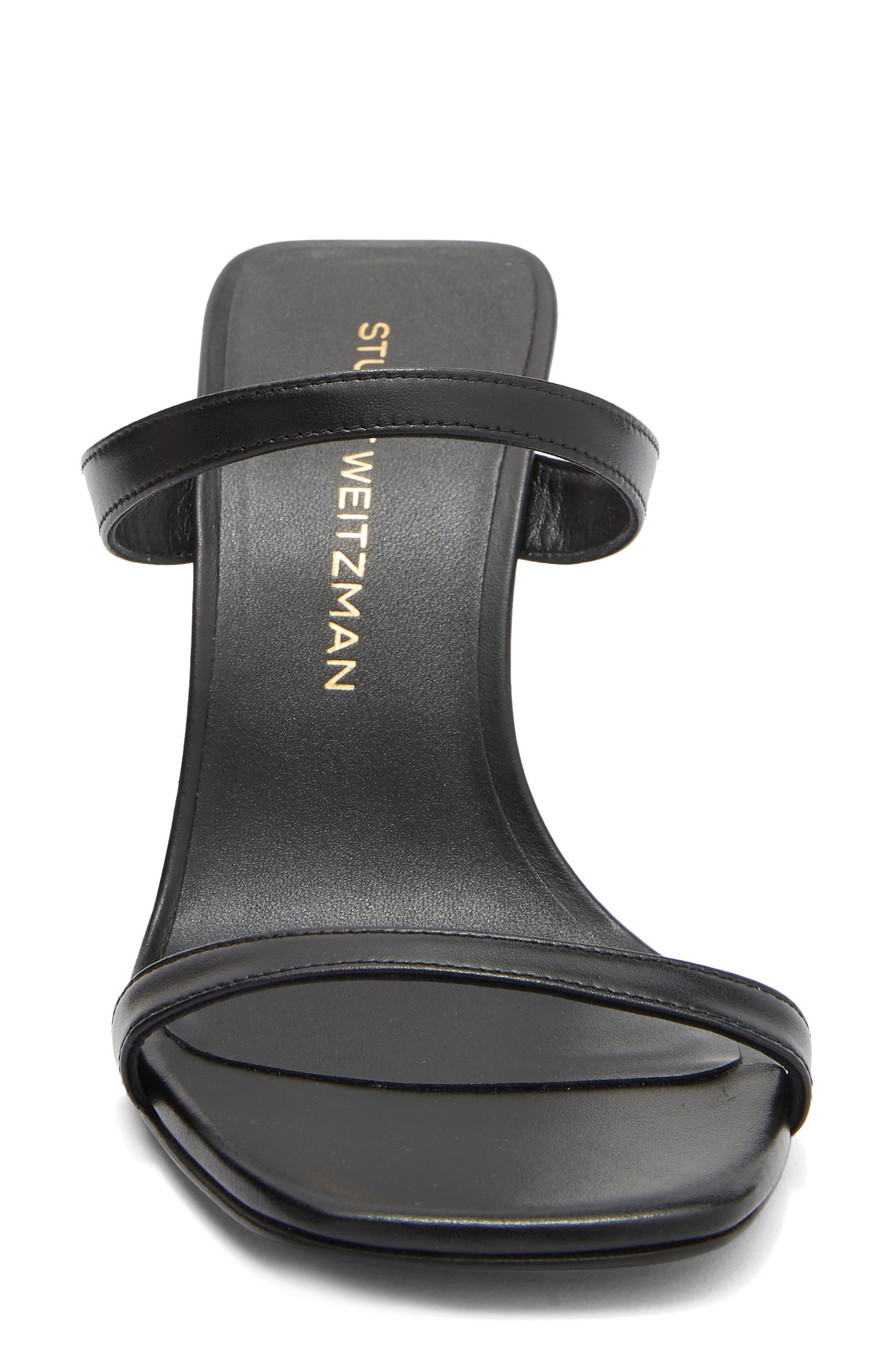 Stuart Weitzman Vinnie Wedge Slide 85 Sandal, Alternate, color, Black Smooth Calf