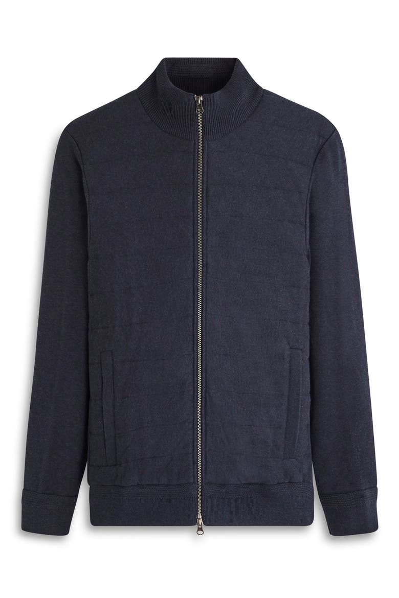 Quilted Zip-Up Sweater Jacket, Alternate, color, NAVY