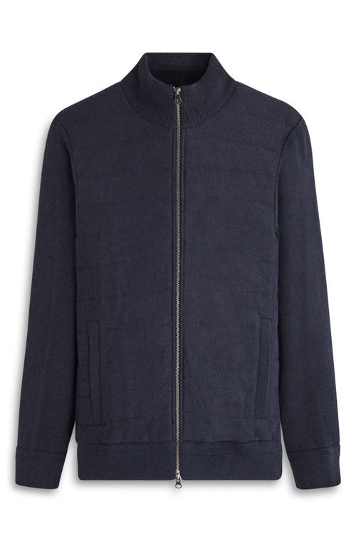 Bugatchi Quilted Zip-up Sweater Jacket In Blue